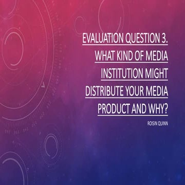 Evaluation 3: What kind of media institution might distribute your ...