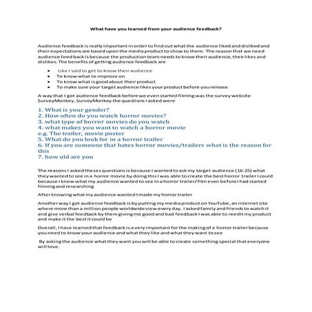 What have you learned from your audience feedback?