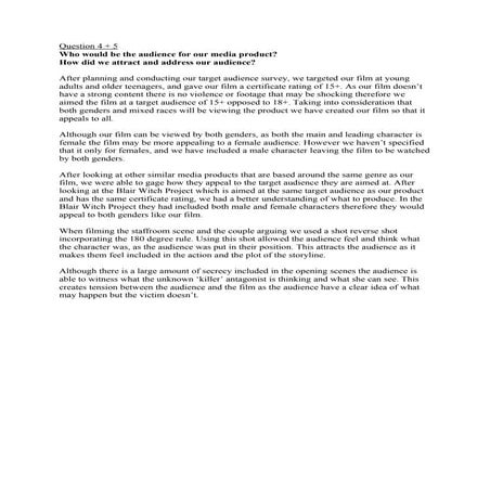 Evaluation Question 4+5