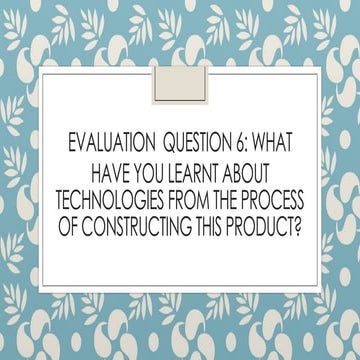 Evaluation question 6