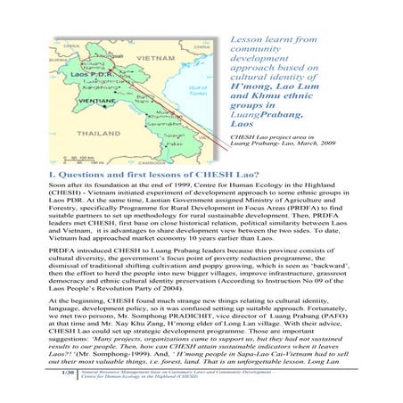 Overview of CHESH Laos Program over the past 10 years approach