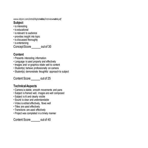 Evaluation Rubric for Video Production.docx