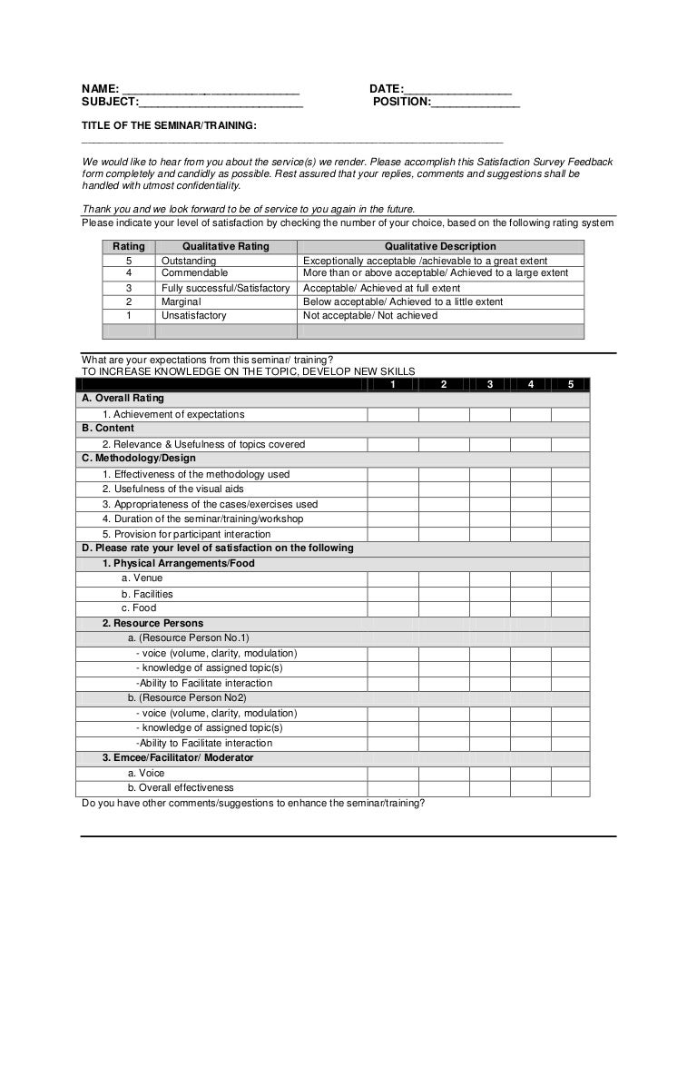 Evaluation sheet