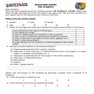 Comenius Evaluation survey for stud...