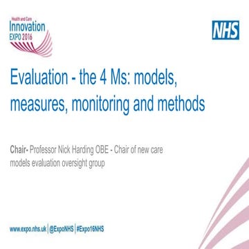 Evaluation – the 4 Ms: models, measures, monitoring and methods