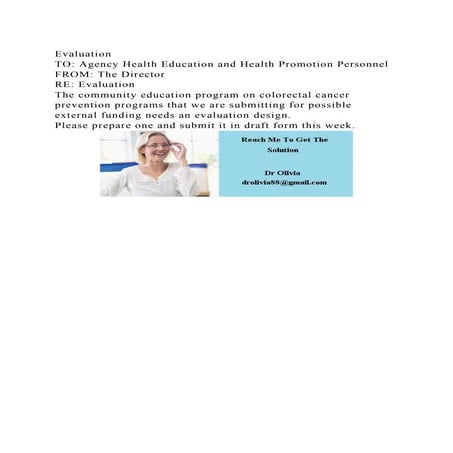 EvaluationTO Agency Health Education and Health Promotion Personn.docx
