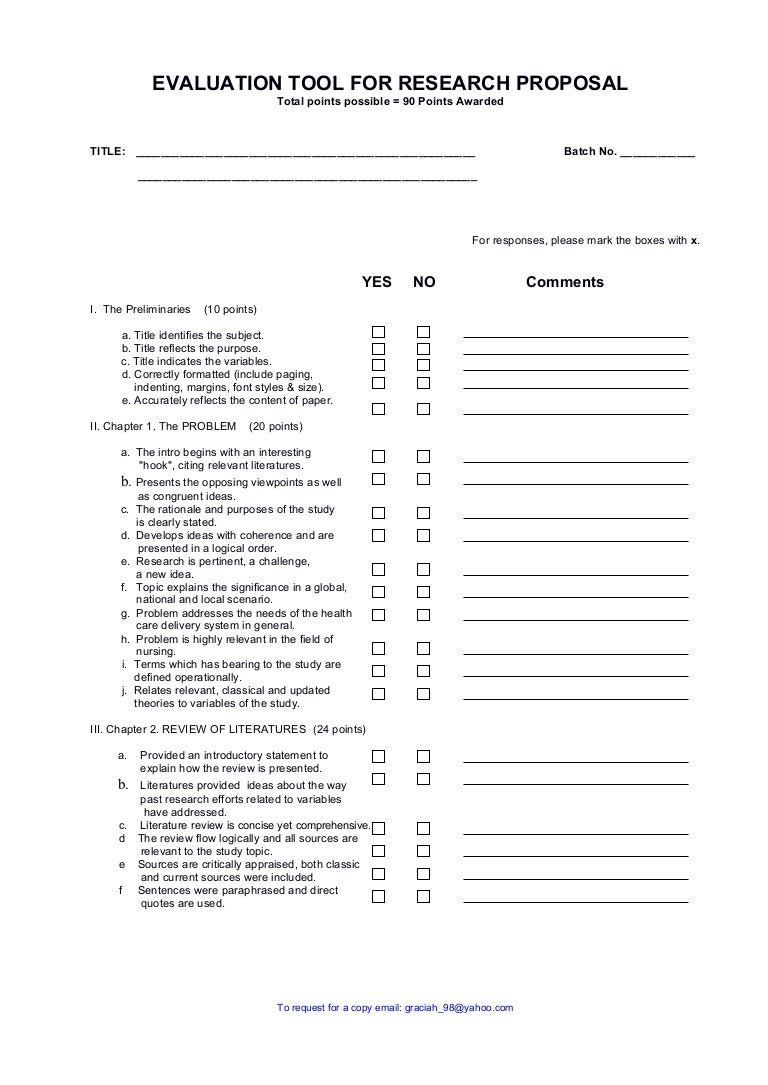 Evaluation tool for research proposals