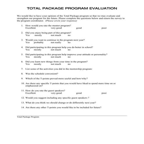 Evaluation Tools Mentee