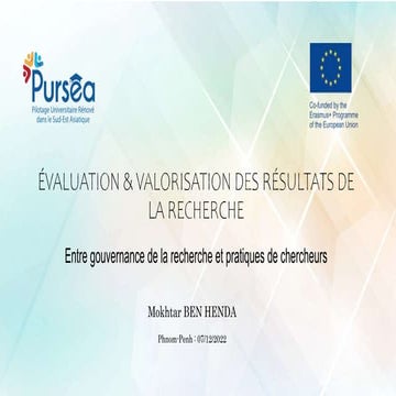 Évaluation & Valorisation des résultats de la recherche