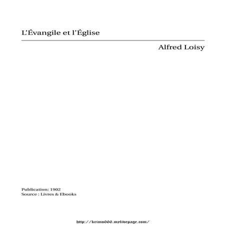 Evangile Et Eglise