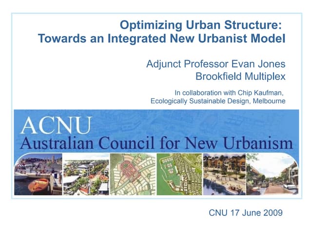Optimizing Urban Structure: Toward ...