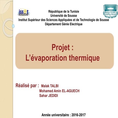 l'Evaporation thermique :technique de depot CVD