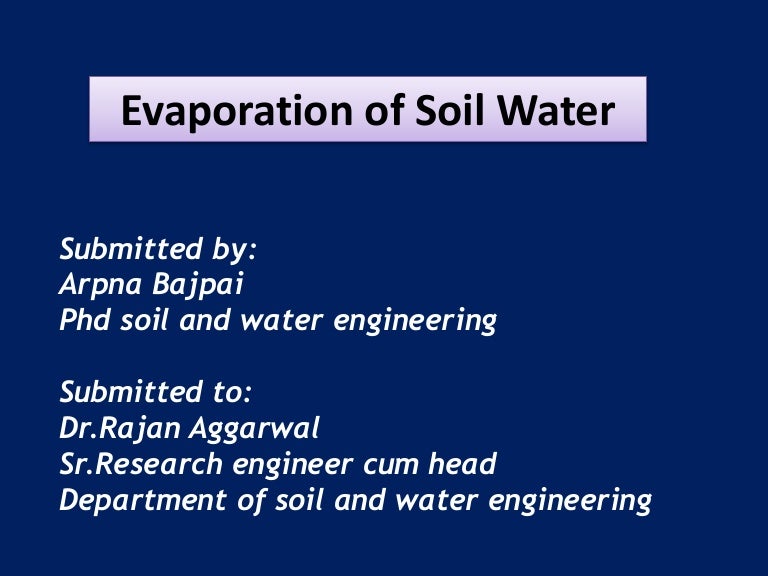 Evaporation in soil water