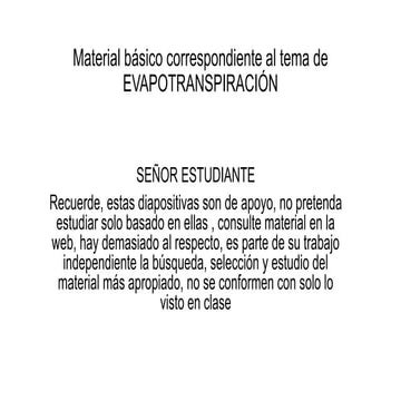 Evapotranspiración material básico