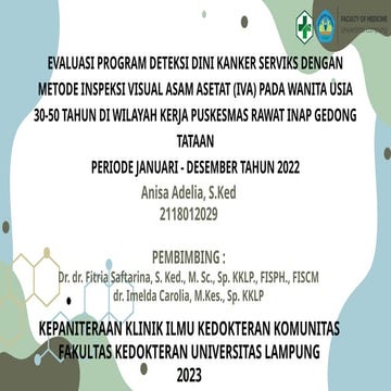EVAPRO deteksi dini kanker serviks dengan metode iva | PPTX