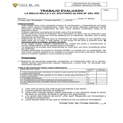 Eva trabajo cuarto basico