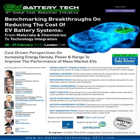 EV Battery Tech: 5th Global Cost Reduction Initiative