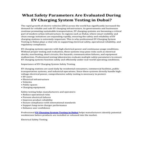 EV CHARGING CABLE – STANDARDS, TESTING, AND CERTIFICATION | PDF