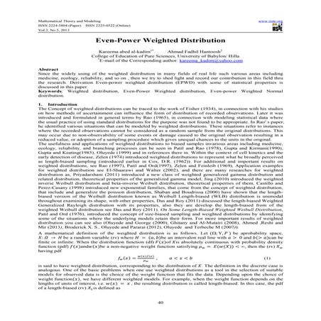 Even power weighted distribution