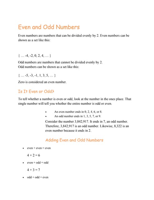 Even and odd numbers worksheet (grade 4 math) | PPTX | Games and ... image.
