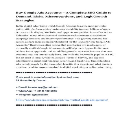 Even more importantly, buying Google Ads accounts creates serious compliance .docx