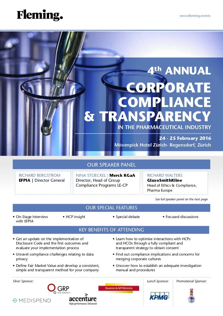 Corporate Compliance & Transparency in the Pharmaceutical Industry