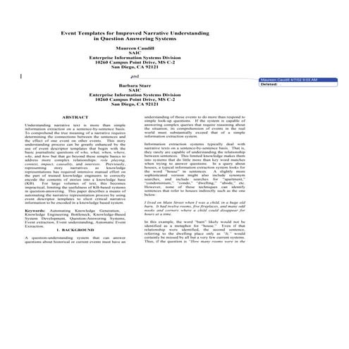 Event templates for improved narrative understanding in Question Answering sy...