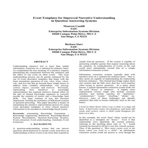 Event templates for Question answering