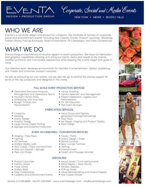 Eventa Design Samples and Services