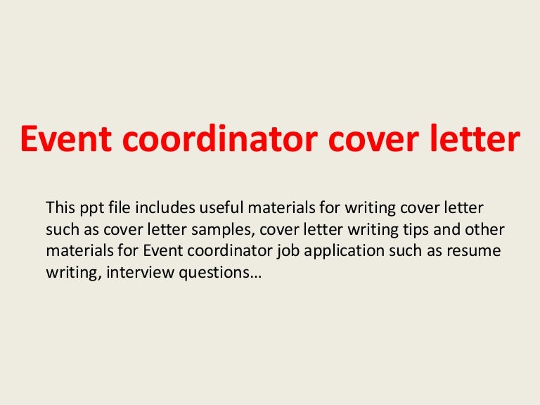event coordinator cover letters