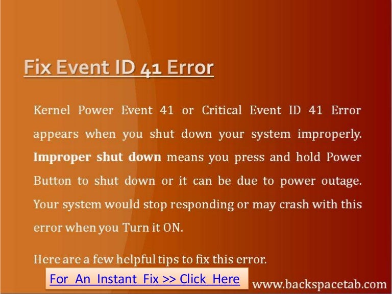 How to Fix Event ID 41 Error in Windows 7, Vista and XP