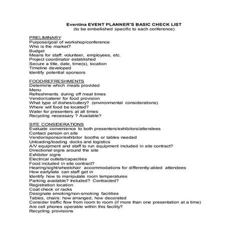 Event checklist | PDF