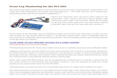 Event log monitoring for the pci dss