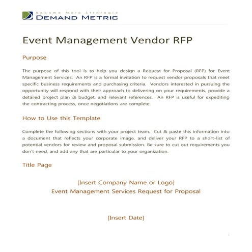 Event Management RFP Template