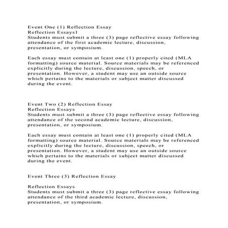Event One (1) Reflection EssayReflection Essays1Students must su.docx