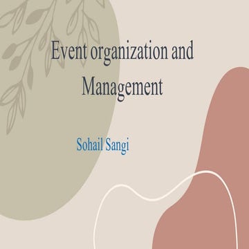 Event organisation, planning and management and