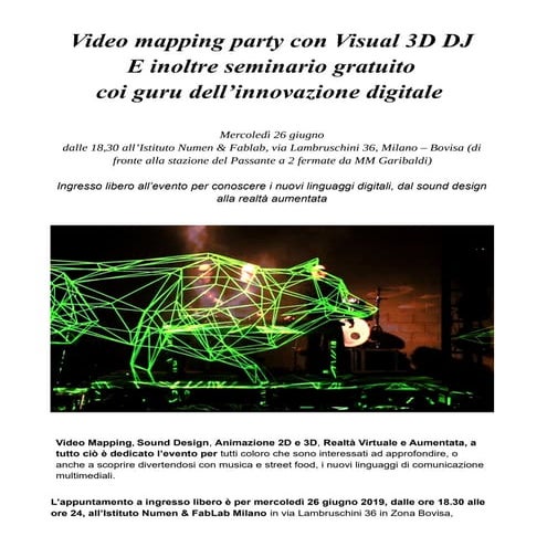 Evento video mapping   milano 26 giugno 2019