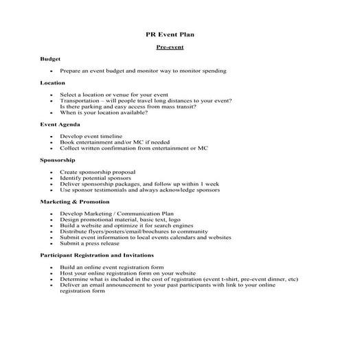 Event plan