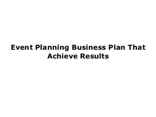 Event coordinator business plan