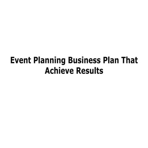 Event Planning Business Plan