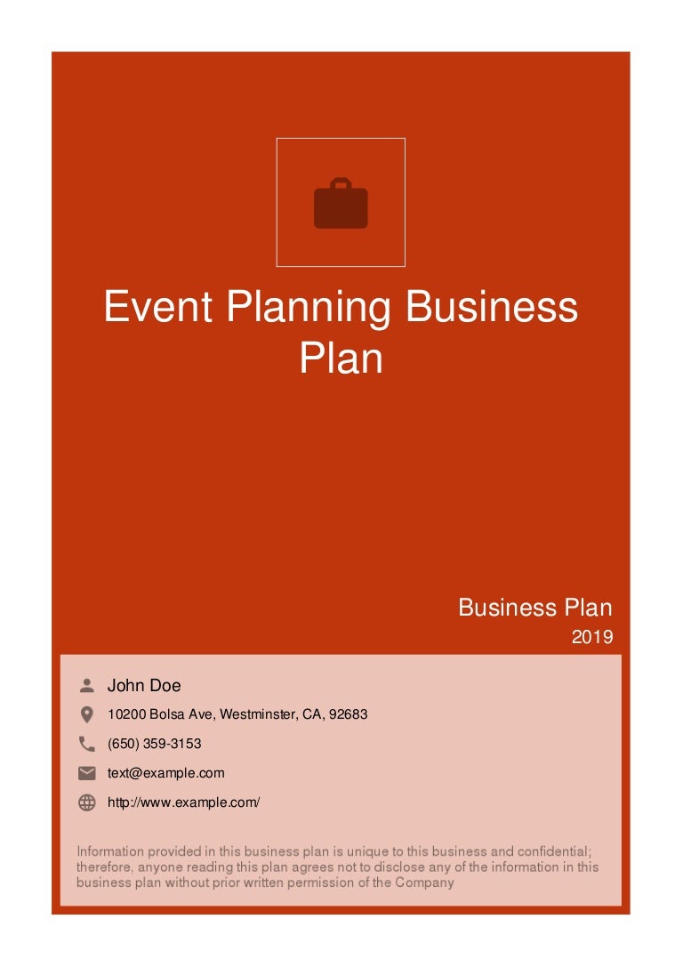 Event planning business plan example