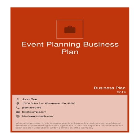 Event planning business plan example