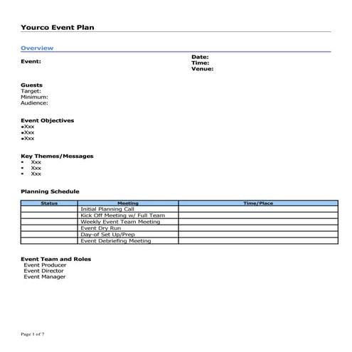 Event Plan Template