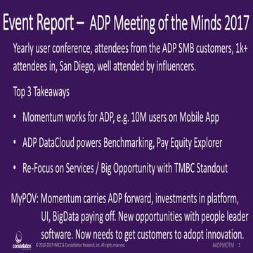 Event Report - ADP Meeting of the Minds 2017 - ADP steams ahead - all custome...