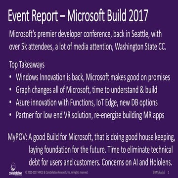 Event Report - Microsoft Build 2017 - Good Housekeeping, laying foundation, d...