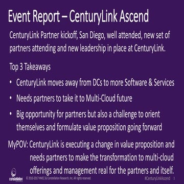 Event Report - CenturyLink Ascend 2017