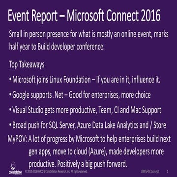 Event Report - Microsoft Connect - No April's Fools - Linux, Google and more 