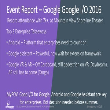 Event report - Google Google I/O 2016