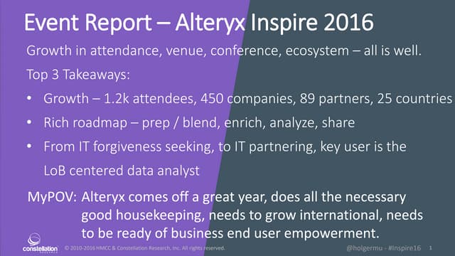 Event Report - Alteryx Inspire 2016