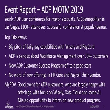 Event Report - ADP Meeting of the Minds 2019 - Wisely, Data Cloud and AI